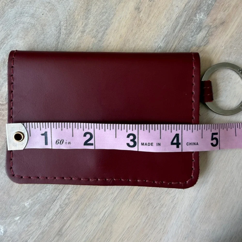 Jon Hart Design‎ ID Wallet Unisex Red Leather Keychain Minimalist Luxury Travel